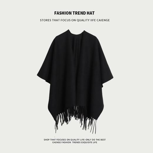 【百分百羊毛披肩女秋冬季超大加厚斗篷】外套旅游空调房开叉披风毛毯 商品图2