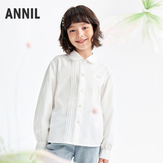 女童翻领长袖上衣春季新款安奈儿童装EG611605 商品图0