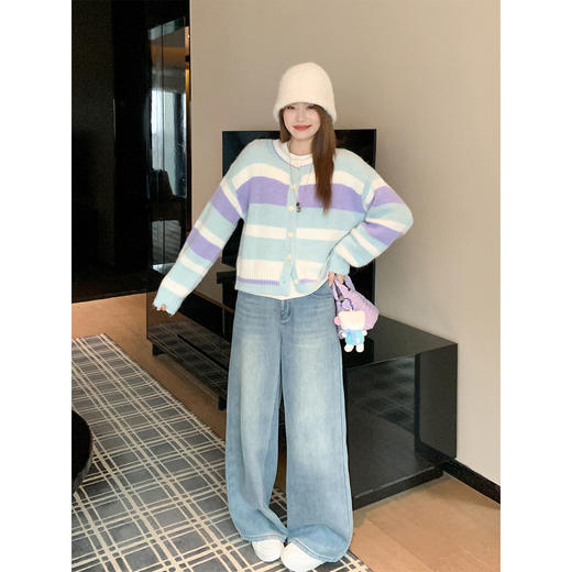 <曾小咸推荐>现货秒杀 ！微信超特价！彩色条纹针织开衫 日常209.99 立减120 秒杀89.99！！ 商品图3