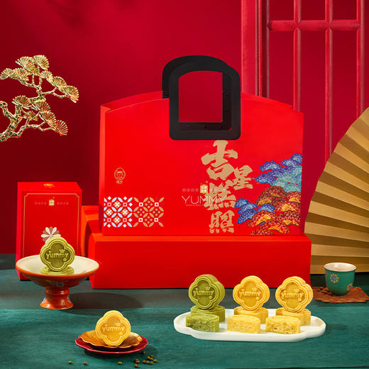 【雅觅】吉星糕照·国风豆糕礼盒450g（原味海藻糖绿豆糕、绿茶国风绿豆糕、桂花飘香绿豆糕） 商品图6