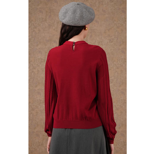 乔万尼针织宫廷风衬衫长袖喜宴红色复古EI3M270 商品图4