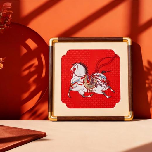 万事利 方形织锦镜框画 摆件 【马跃福至款】18*18cm 新年送礼自用 商品图2