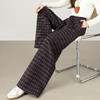 【12/31新品】熙世界美式复古格纹阔腿裤加绒加厚女秋冬慵懒休闲直筒毛呢长裤子 商品缩略图4