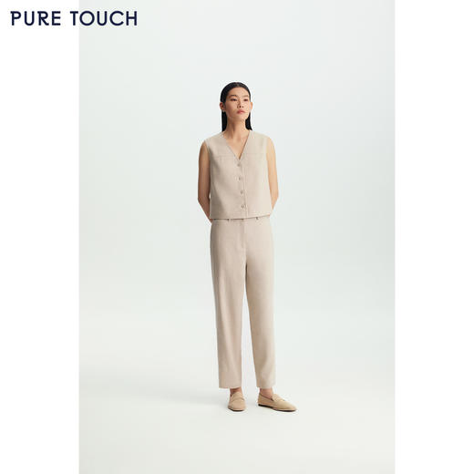 商场同款PURE TOUCH女装26春夏新款v领廓形马甲亚麻羊毛西装马夹 商品图3