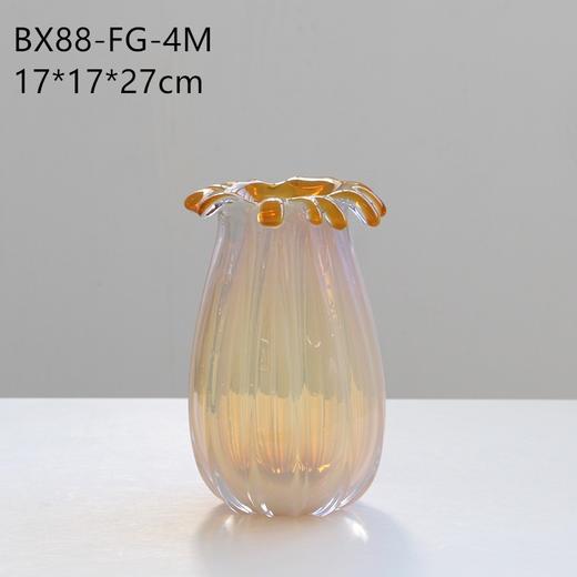 创意花朵造型厚重琉璃花瓶摆件客厅插花北欧波浪口样板间水养花器 商品图4