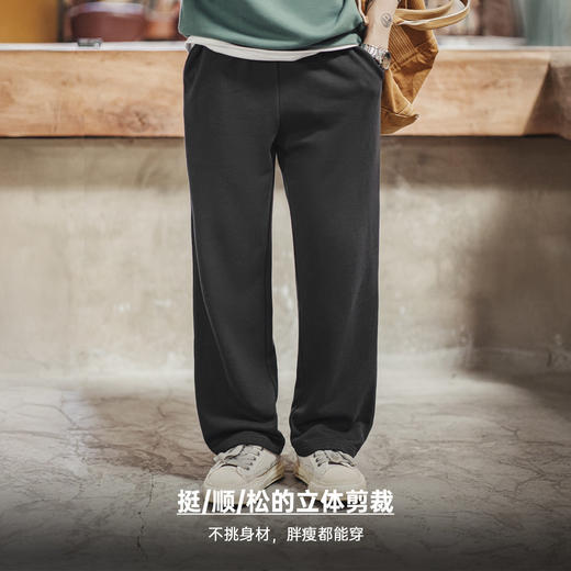 马登工装美式新疆棉卫裤直筒宽松灰色垂感运动休闲长裤子男士春 商品图3