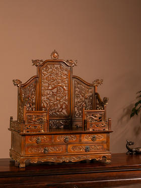 清	黄花梨透雕龙凤纹五屏风式镜台