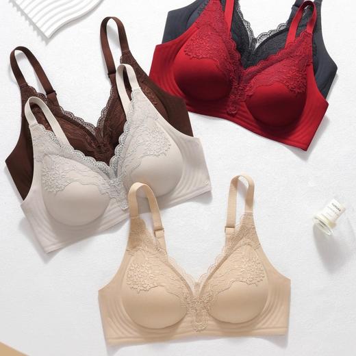自选两件！【特妮娜 蕾丝无痕果冻内衣】一片式无痕 无钢圈 无缝线 无胶骨 果冻胶软支撑 托胸有力 浪漫蕾丝杯面 高弹加宽肩带 高弹面料 U型美背 商品图4