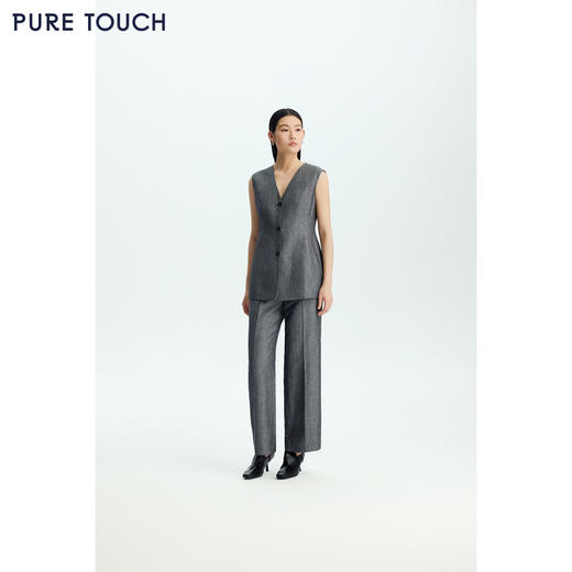 商场同款PURE TOUCH女装26春夏新款v领西装马甲收腰羊毛亚麻马夹 商品图1