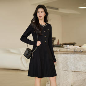 奢姿大码女装2026春季减龄亮片假两件连衣裙胖妹妹时尚针织裙子9854853846