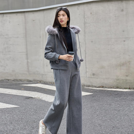 奢姿大码女装2025冬季时尚连帽拉链套装胖妹妹气质舒适显瘦两件套9954969954 商品图2