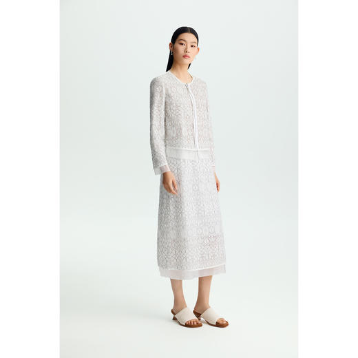 商场同款PURE TOUCH女装26春夏蕾丝短外套圆领拉链门襟棉混纺上衣 商品图5