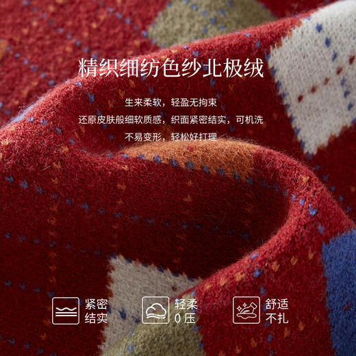 【12/31新品】熙世界新年穿搭红色菱格针织开衫女2025秋冬新款撞色复古毛衣外套 商品图3