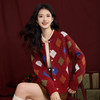 【12/31新品】熙世界新年穿搭红色菱格针织开衫女2025秋冬新款撞色复古毛衣外套 商品缩略图4