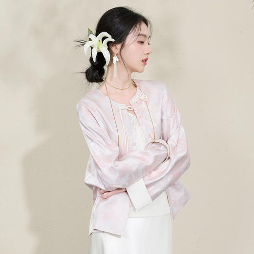 三彩【浮光花影】2026春季新款新中式提花外套盘扣开衫宽松C 商品图1