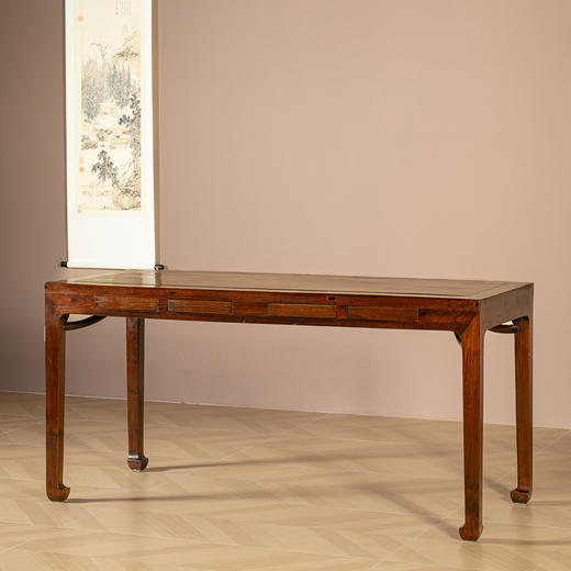 清	黄花梨带屉四面平独板画案 商品图0