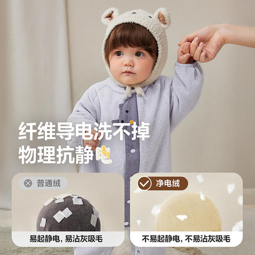 【净电绒】迷你巴拉婴童摇粒绒连体衣男女宝宝抗静电毛绒爬服保暖 商品图2