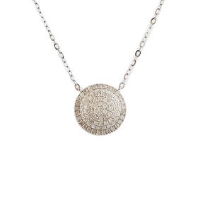 AU750白金简约时尚群镶款钻石吊坠项链12.5*12.5*4.2MM（皆取最大值）链长：44CM（长度可调节） 231225TJ31