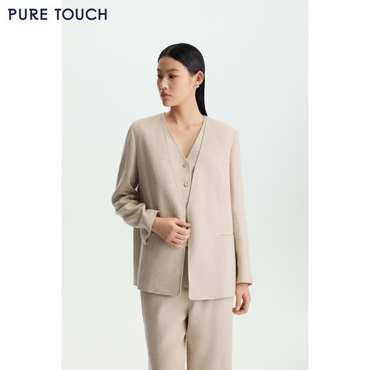 商场同款PURE TOUCH女装26春夏新款v领西装外套直筒廓形通勤外套 商品图4