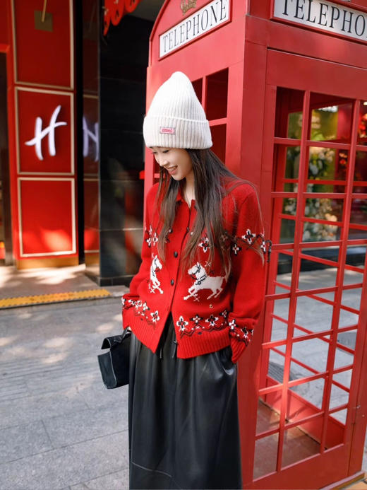 进口澳洲羊毛保暖新年战袍开衫POLO翻领费尔岛毛衣 商品图5