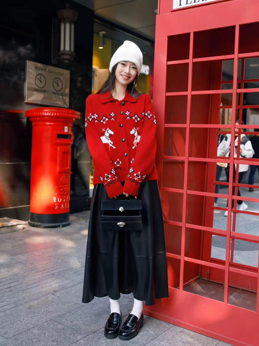 进口澳洲羊毛保暖新年战袍开衫POLO翻领费尔岛毛衣 商品图6