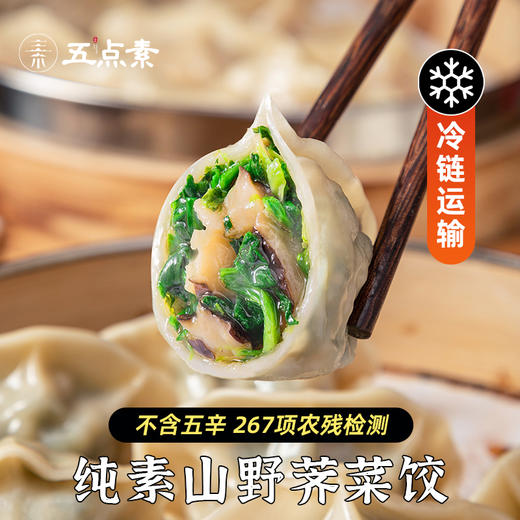 五点素 水饺饺子 翡翠时蔬/山野荠菜/山珍松茸/玉米马蹄/冬笋三鲜  500g/袋【24个/袋】 商品图4
