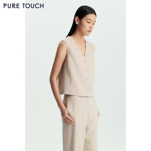 商场同款PURE TOUCH女装26春夏新款v领廓形马甲亚麻羊毛西装马夹 商品图4