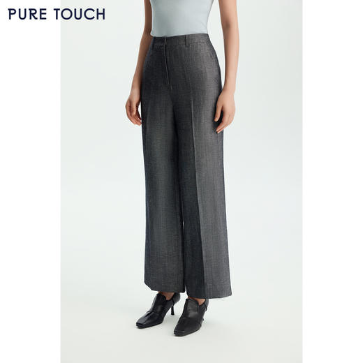 商场同款PURE TOUCH女装26春夏新款高腰西装裤羊毛亚麻混纺直筒裤 商品图4