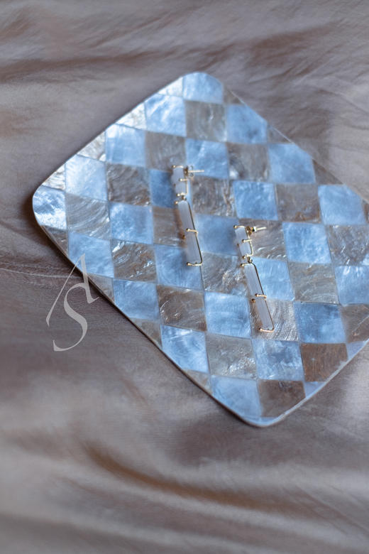 Beatriz Palacios 银镀金霜白色古董玻璃耳环（一对） 商品图0