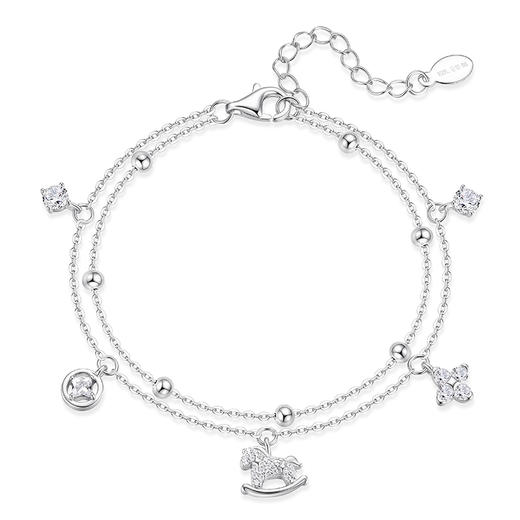 【足银|新年限定】卡蒂罗KADER 马上好运双层手链/马上来财双层手链 新中式经典生肖可爱小马本命年平安轻奢通勤百搭显白小众原创设计拼接链 商品图2