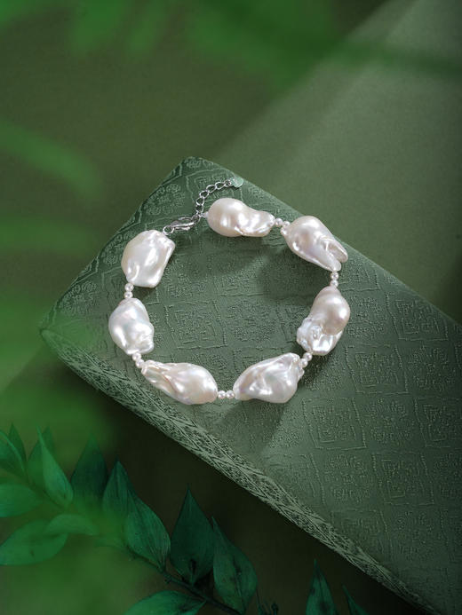 子佩集【潮汐褶皱】银S925珍珠惜王妃手链【BLKSL002】2.5mm小珠14-18mm巴洛克珠2601 商品图2