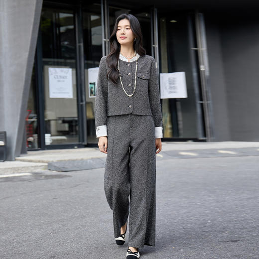 奢姿大码女装2026冬季气质小立领两件套胖妹妹小香风时尚通勤套装9954910008 商品图4
