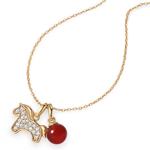 【马年限定】卡蒂罗KADER 萌马贺岁项链  925银新中式招财进宝原创设计小马锁骨链 小众ins风精致高级感#好运 和田玉项链 青白玉 女款 商品图2