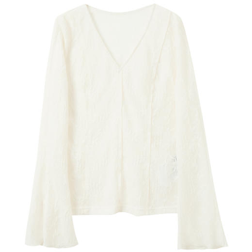 三彩【烟雨初霁】2026春季新款新中式小衫V领不规则长袖上衣C 商品图4