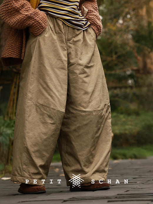 PETIT SCHAN小闪 CLO#1011 Hot-air balloon 热气球 棉桑蚕丝3M黑科技高效暖绒松紧腰炒色气球棉裤 商品图4