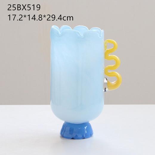 北欧创意单耳直筒彩色玻璃花瓶玄关客厅台面餐桌装饰品鲜花瓶 商品图4