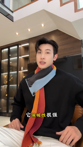 WY1546SDSA男士秋冬新款痞帅男装潮牌可拆卸围巾设计圆领卫衣休闲百搭