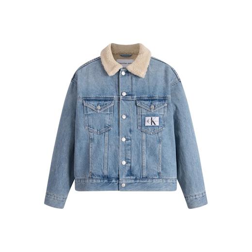 巨厚羊羔毛，小方标丹宁棉衣。水洗做旧牛仔翻领夹克棉服C123166 商品图6