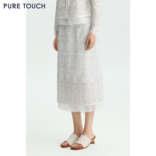 商场同款PURE TOUCH女装26春夏新款蕾丝半身裙棉混纺过膝中长裙 商品图4