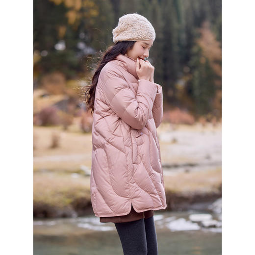 红念粉色羽绒服女中长款设计感冬季2025年新款白鸭绒冬装外套上衣 商品图2