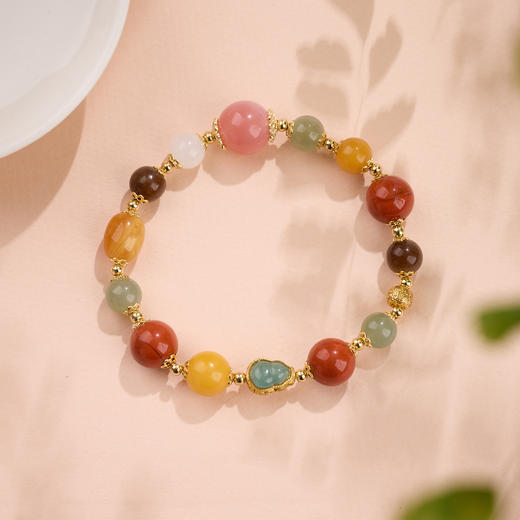 【福至心灵·南红多宝手串】敦煌福泽小众十二通宝南红手串和田玉蜜蜡多宝手串 商品图9