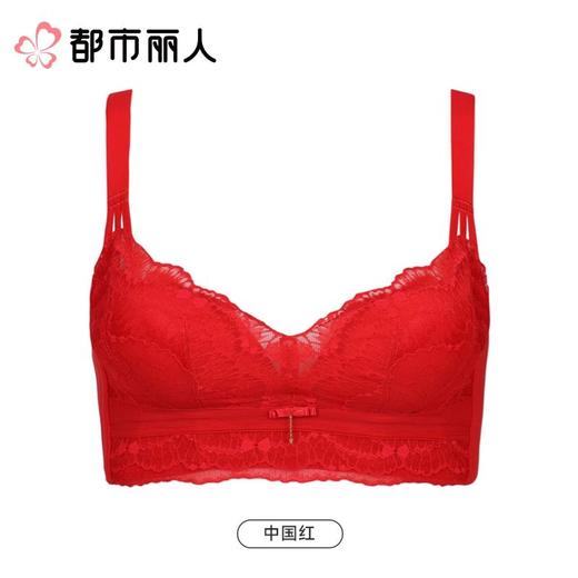 都市丽人内衣红品内衣A杯加加厚B杯中厚文胸蕾丝内衣5/8杯四排四扣无钢圈LJC1C801 商品图0
