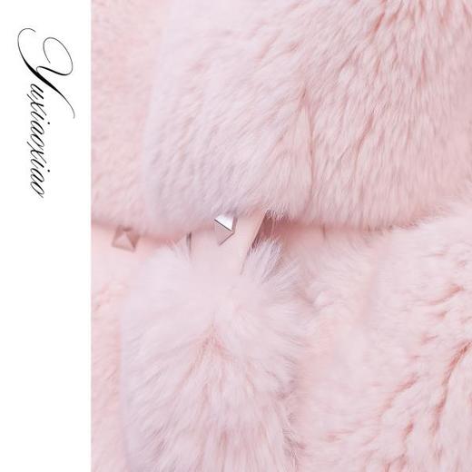 余潇潇【星际甜心】轻奢气质进口雷克斯獭兔横排铆钉立领皮草外套 商品图2