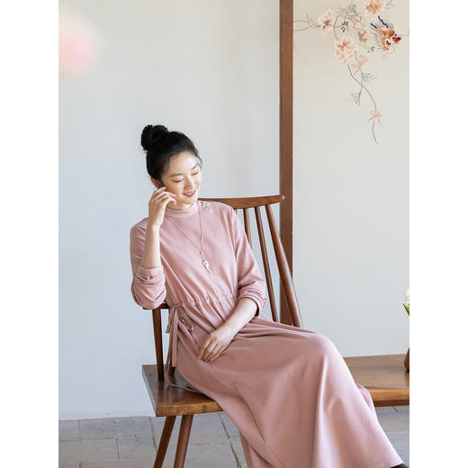 牧衣游原创 手工刺绣棉质连衣裙女新款宽松简约文艺针织长裙 绮思 商品图2