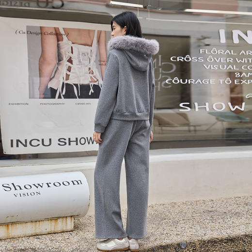 奢姿大码女装2025冬季时尚连帽拉链套装胖妹妹气质舒适显瘦两件套9954969954 商品图3