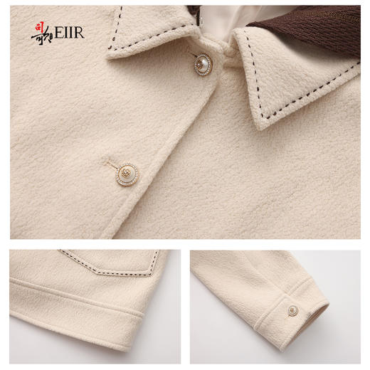 司歌弹力针织收腰外套女连帽可拆卸单排扣B921295X 商品图2