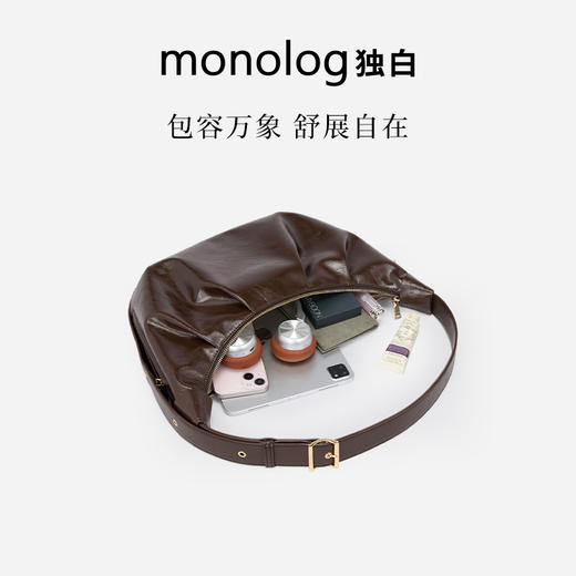 【新品首发】独白巴黎日记牛角包时尚油蜡皮单肩斜挎女包D4200/L 商品图4