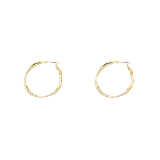 三彩2026新款极简风扭结耳环S925银针肌理耳圈高级通勤轻熟百搭女 商品图3