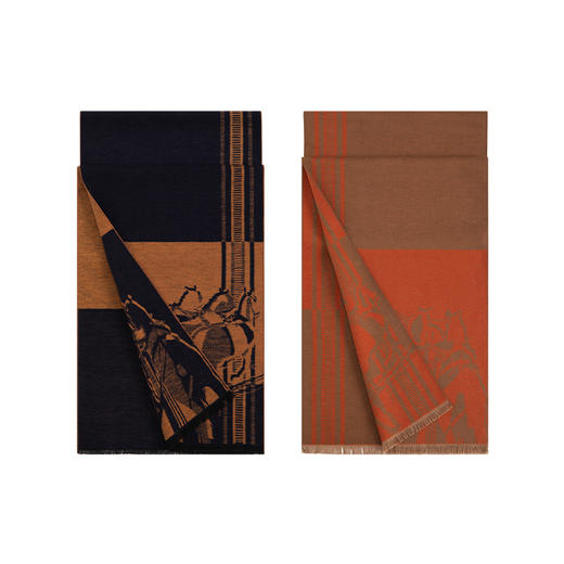 万事利 好事成双【瑞马踏金】礼盒两条装 蚕丝丝绒围巾保暖外搭送礼自用 商品图13