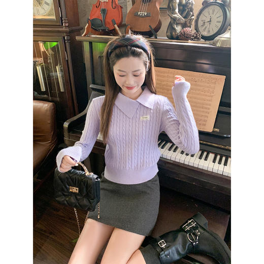 <曾小咸推荐>3.4现货秒杀 ！微信超特价！韩系翻领收腰针织衫 日常169.99 立减80 秒杀89.99！！ 商品图2